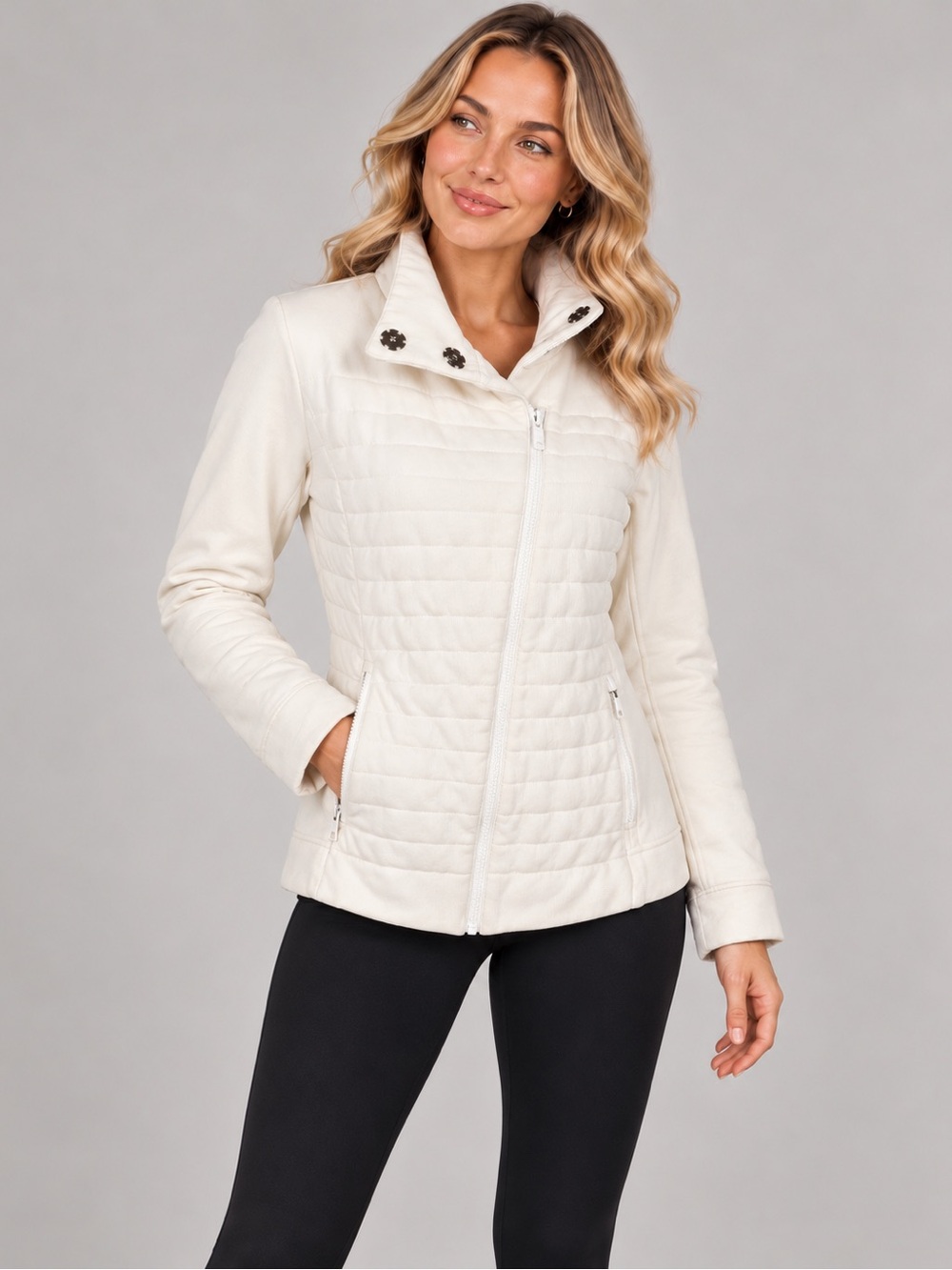 Lululemon Fleece Be True Jacket White Fleece Full Zip Women’s Sz.6